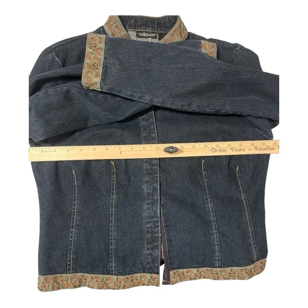 Willi Smith Denim Jacket & Embroidered Midi Skirt Set Boho‎ Artsy DS1